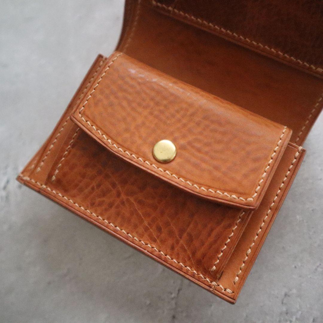 【即日発送可】オコシ金具の三つ折り財布　イタリアンレザー