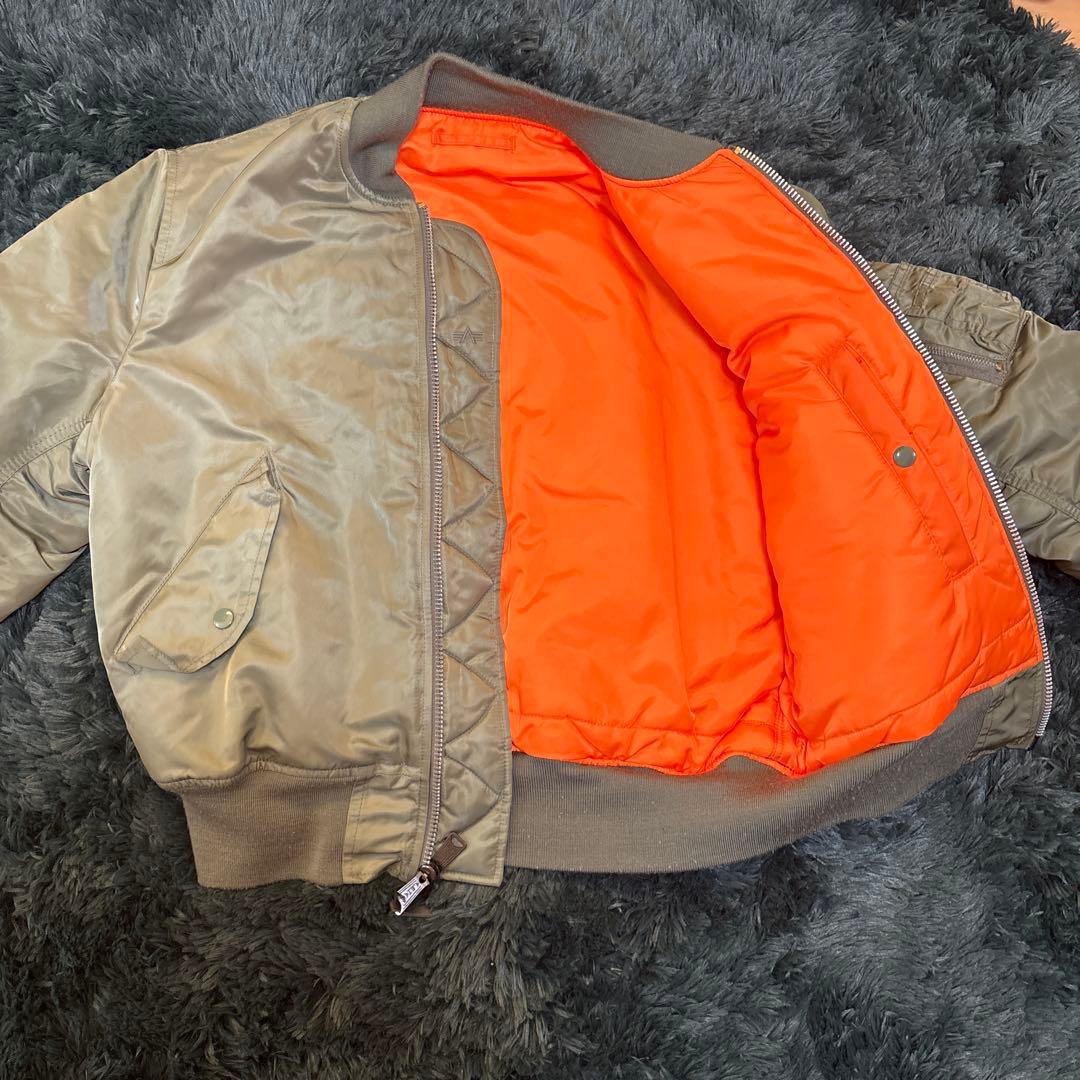 ALPHA MA-1フライトジャケットM カーキオレンジ裏地 短丈リバーシブル