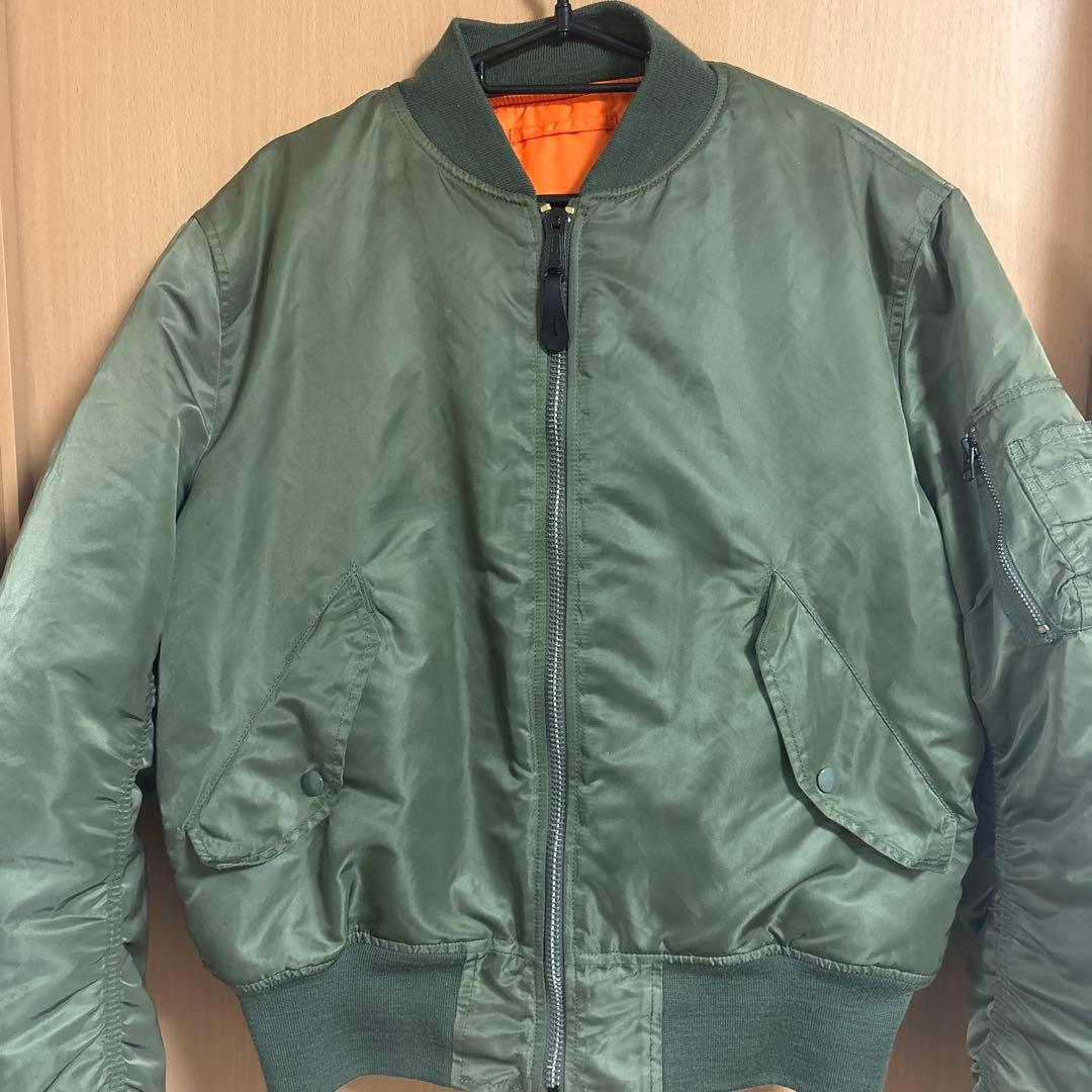 ALPHA MA-1フライトジャケットM カーキオレンジ裏地 短丈リバーシブル