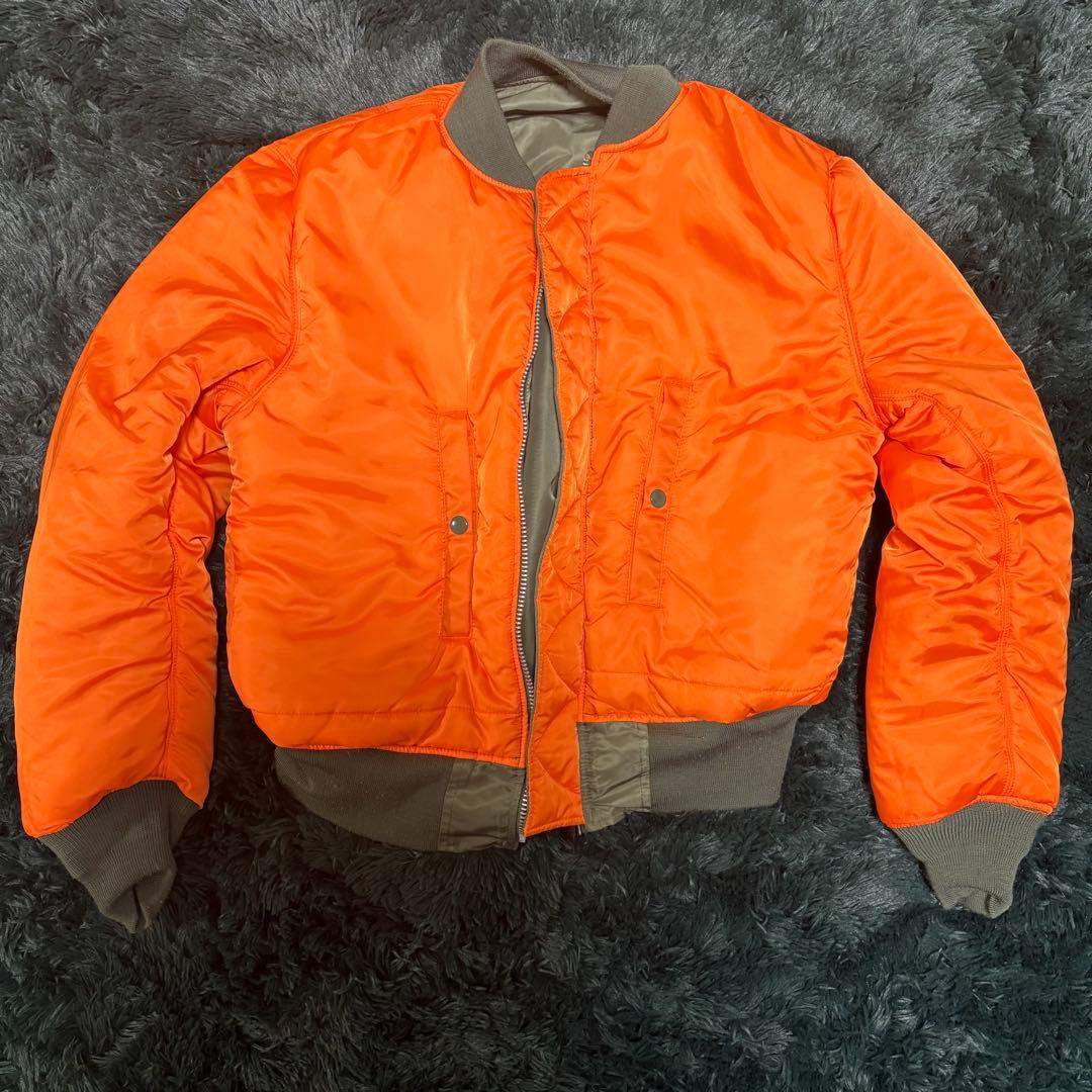 ALPHA MA-1フライトジャケットM カーキオレンジ裏地 短丈リバーシブル