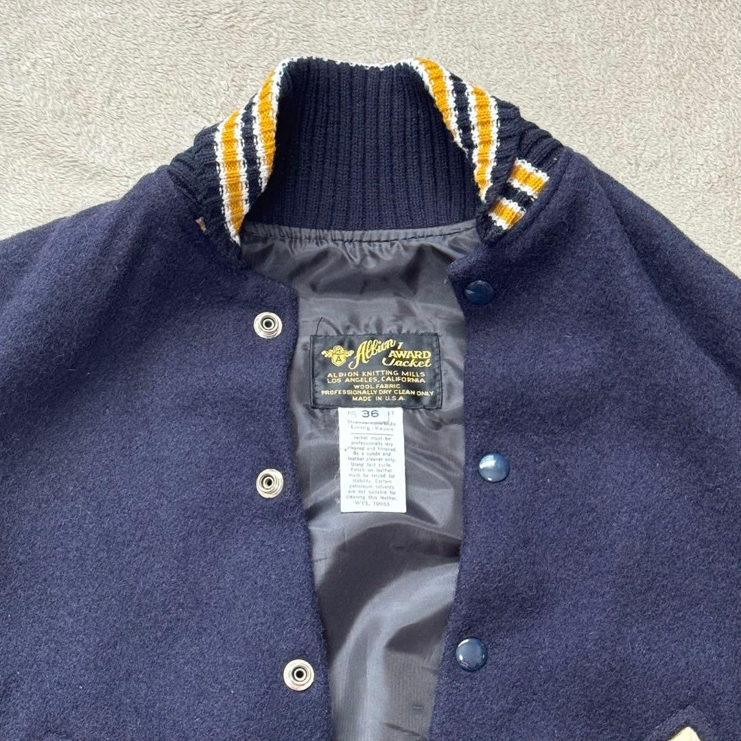 Albion award Jacket スタジャン 36 リアルレザー usa製