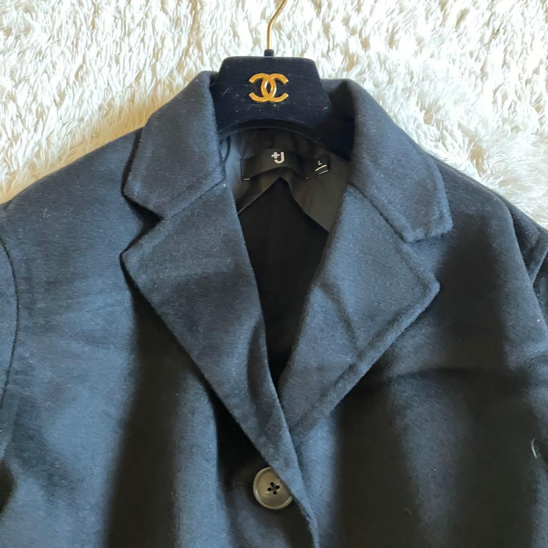 【新品タグ付き】UNIQLO +J カシミヤブレンド　チェスターコート　黒　L