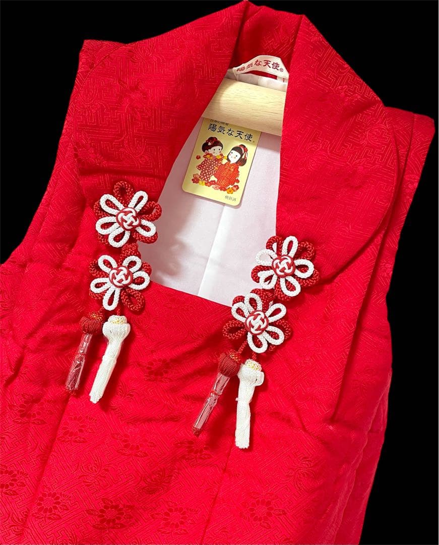 □七五三　女児用正絹被布コート　赤