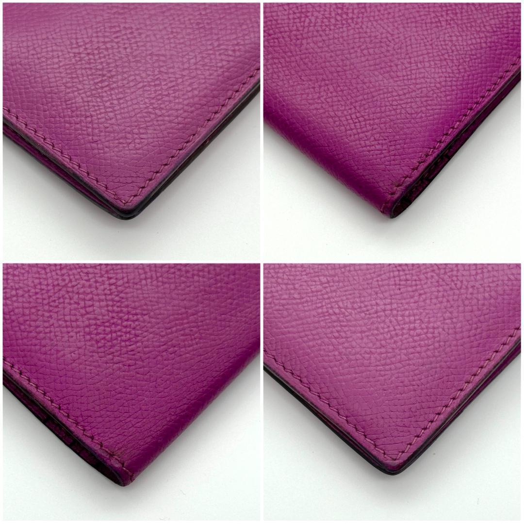 【極美品】HERMES ベアンクラシック 財布 エプソン　□H刻印 パープル