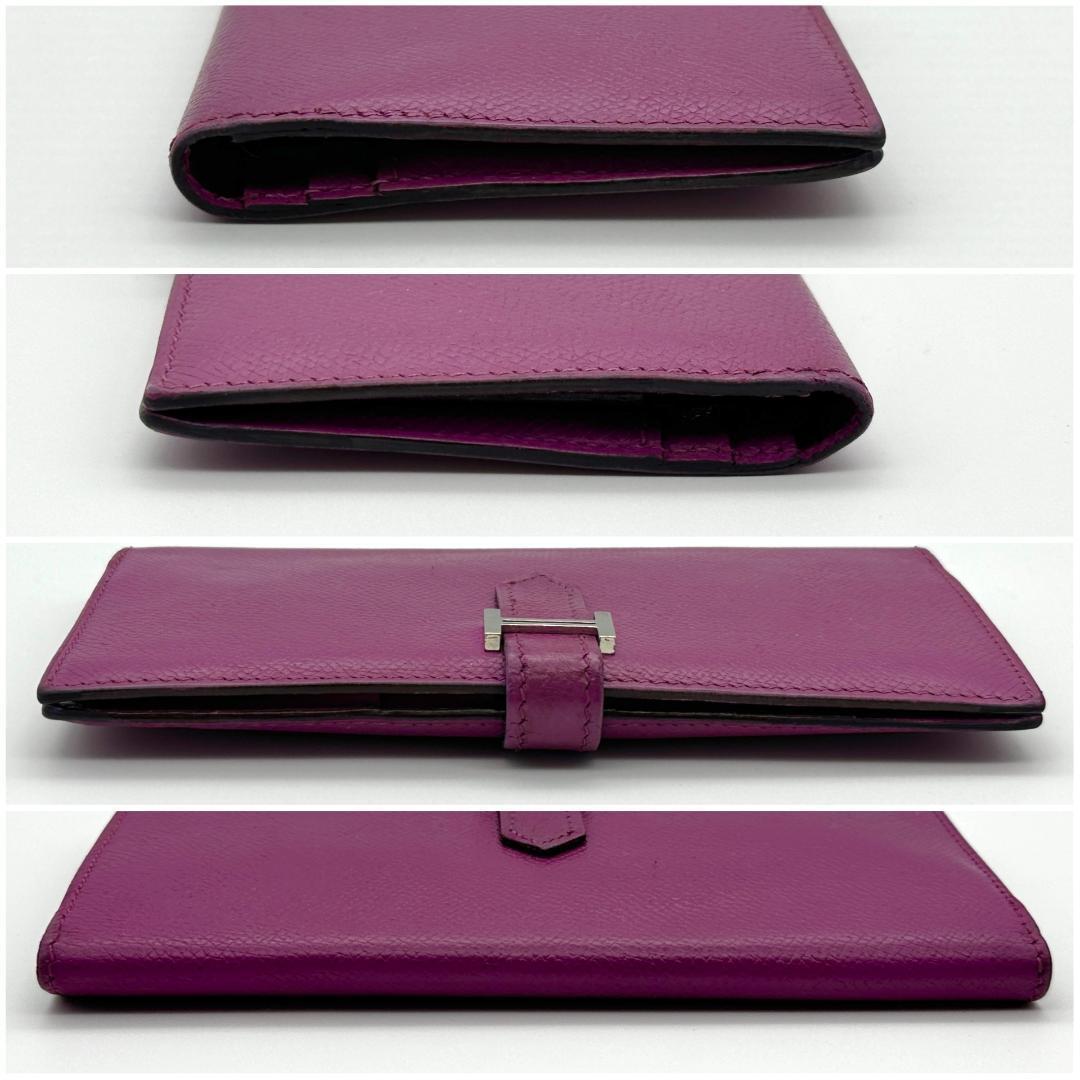 【極美品】HERMES ベアンクラシック 財布 エプソン　□H刻印 パープル