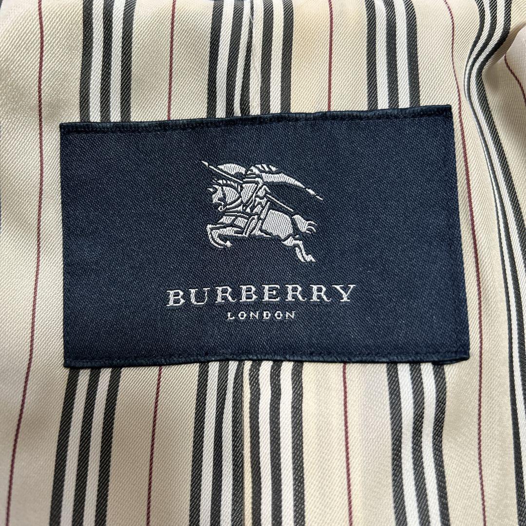 バーバリーロンドン ウール ピーコート ロゴボタン ストライプ裏地 9 ブラック