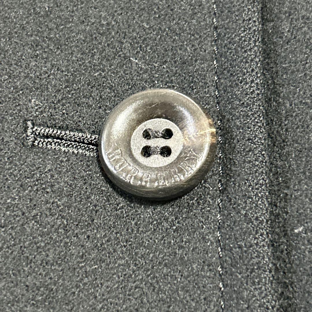 バーバリーロンドン ウール ピーコート ロゴボタン ストライプ裏地 9 ブラック