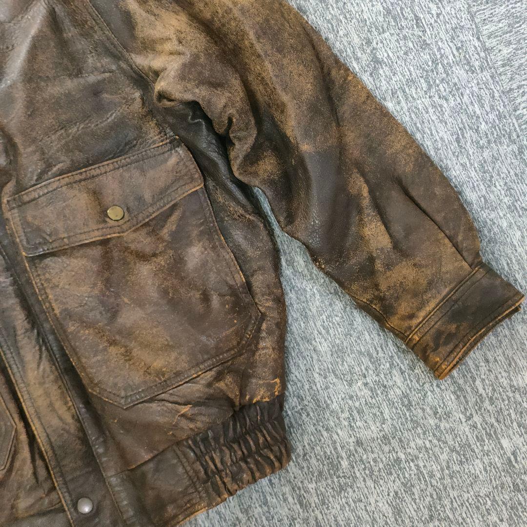 90s vintage 本革 A-2 フライトジャケット 短丈 L ラムレザー