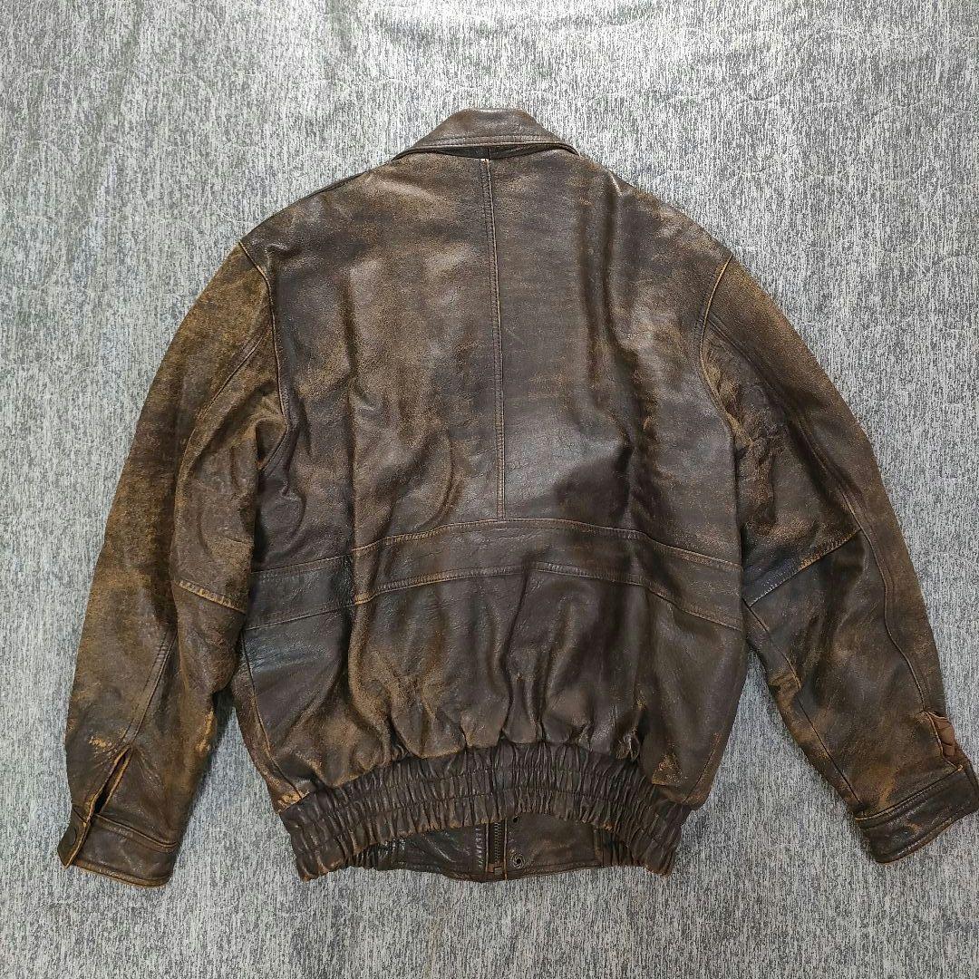90s vintage 本革 A-2 フライトジャケット 短丈 L ラムレザー