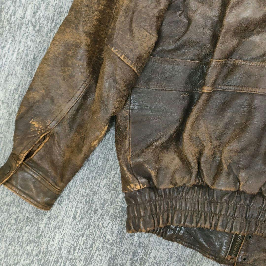 90s vintage 本革 A-2 フライトジャケット 短丈 L ラムレザー