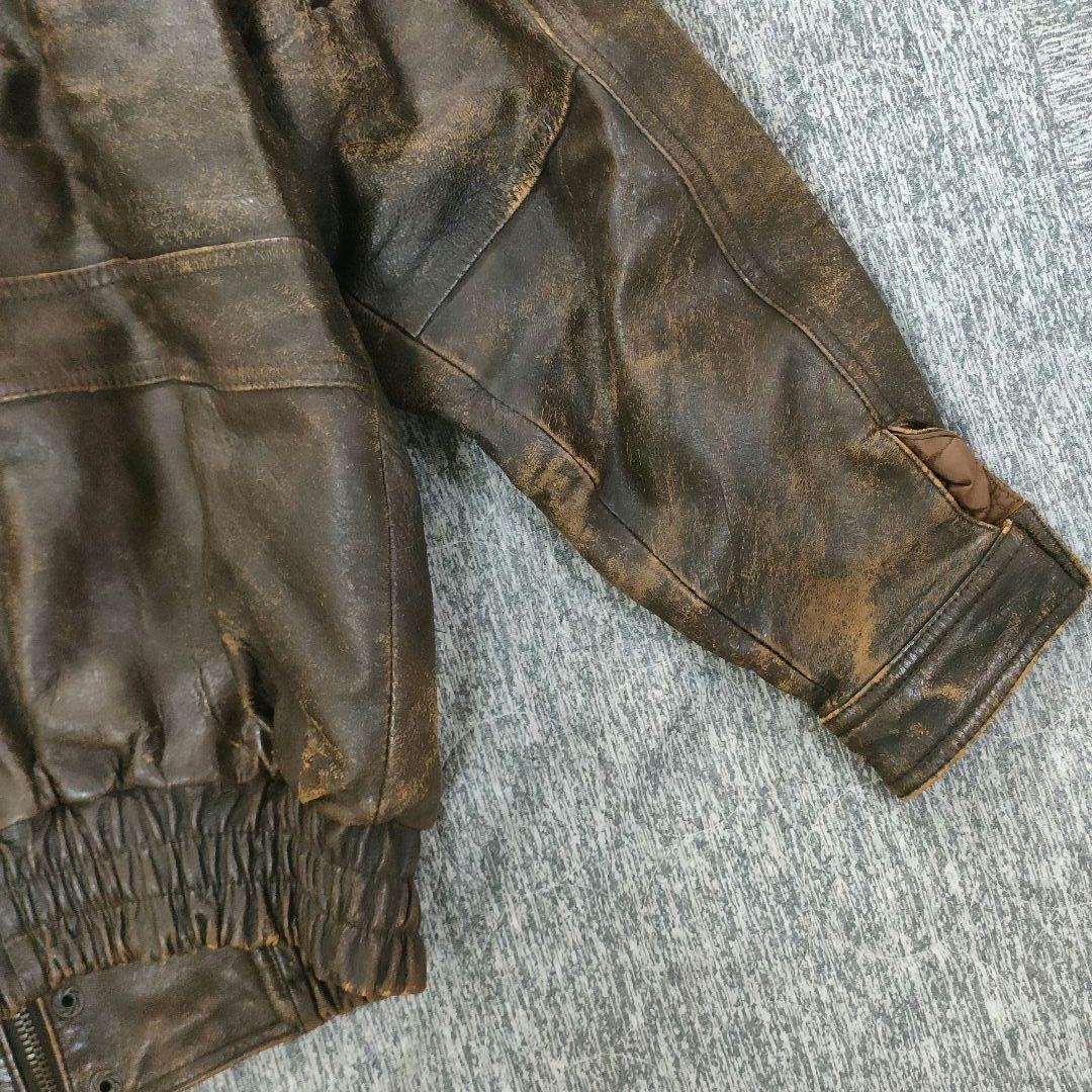 90s vintage 本革 A-2 フライトジャケット 短丈 L ラムレザー