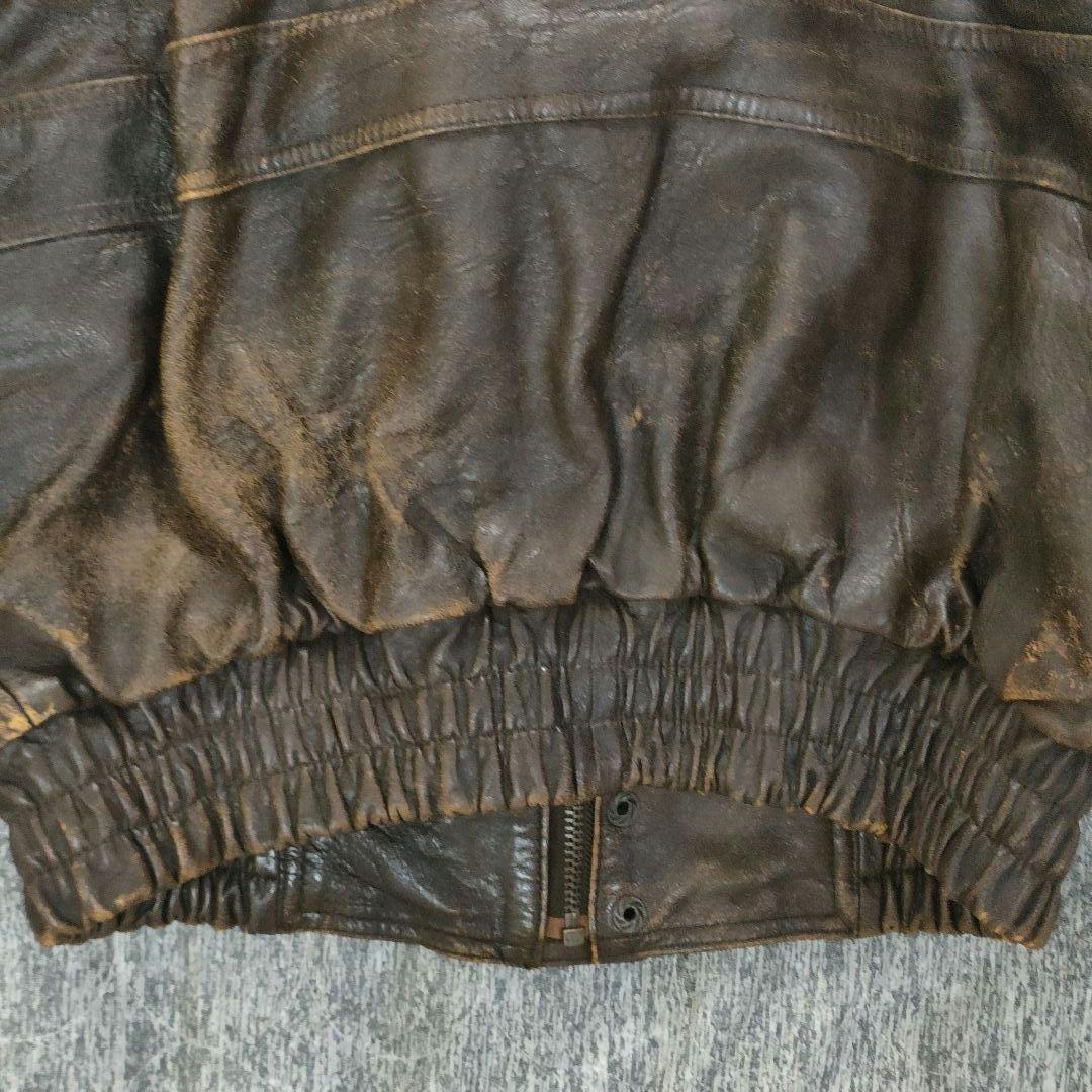 90s vintage 本革 A-2 フライトジャケット 短丈 L ラムレザー