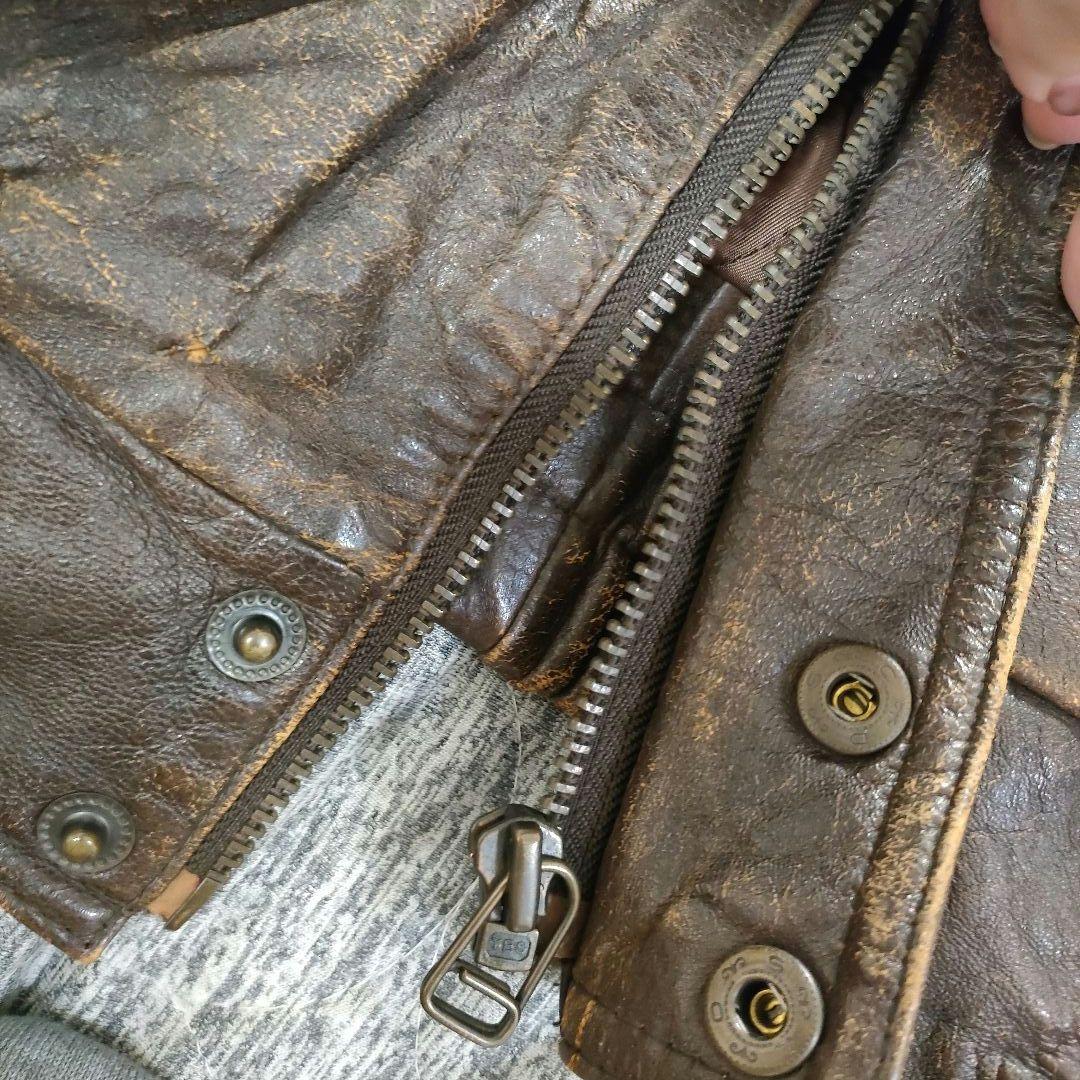 90s vintage 本革 A-2 フライトジャケット 短丈 L ラムレザー