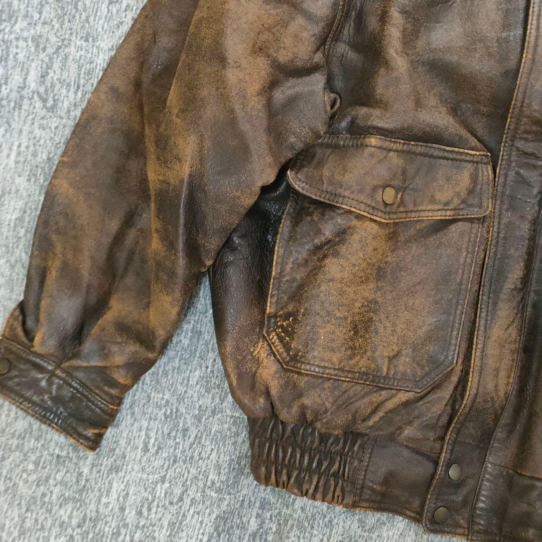 90s vintage 本革 A-2 フライトジャケット 短丈 L ラムレザー