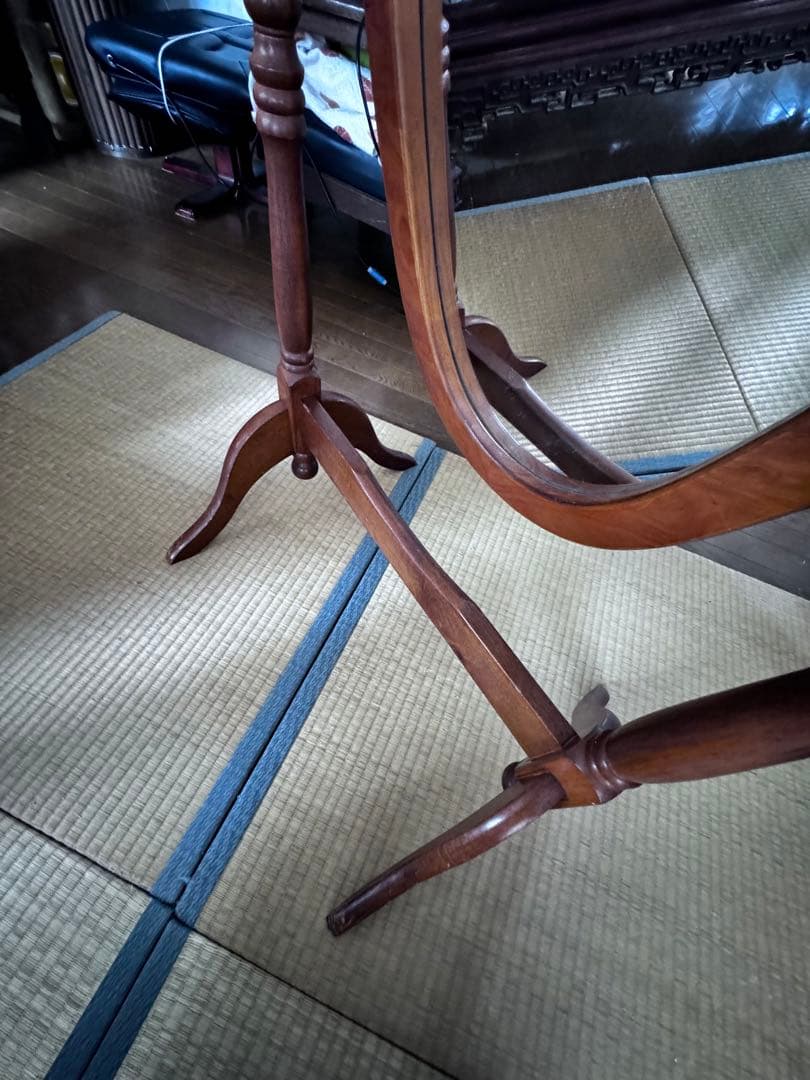 オーバル型 姿見 全身鏡 ミラー 当時物 ヴィンテージ クラッシック ブラウン