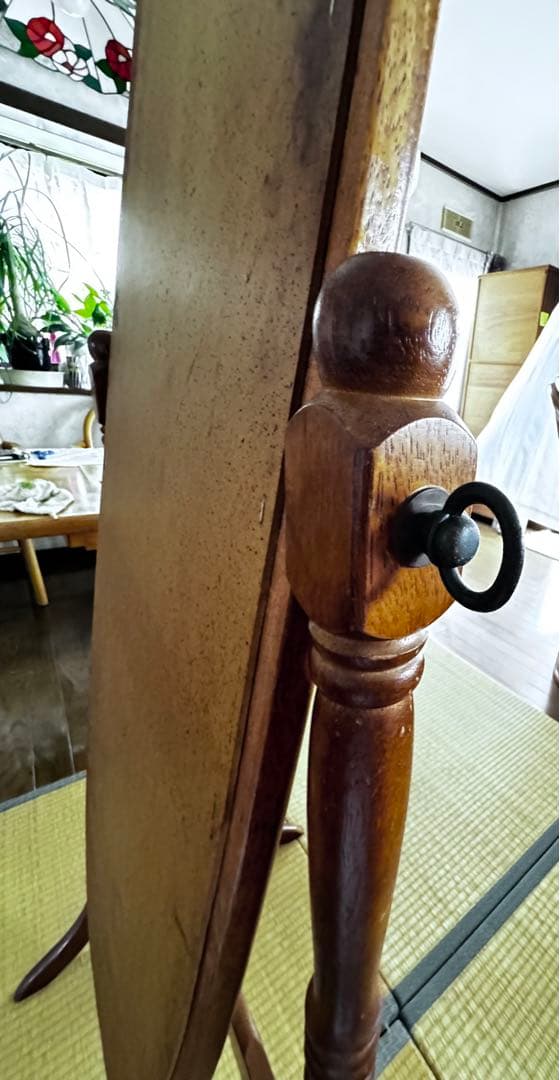 オーバル型 姿見 全身鏡 ミラー 当時物 ヴィンテージ クラッシック ブラウン
