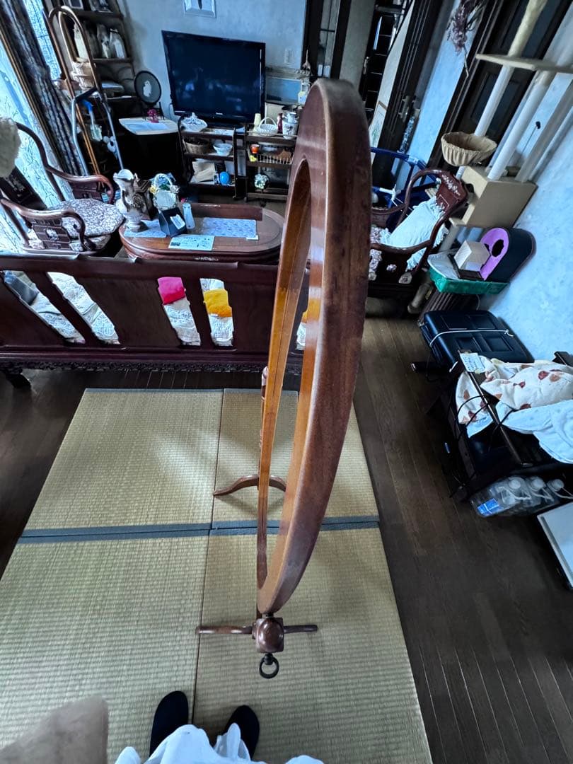 オーバル型 姿見 全身鏡 ミラー 当時物 ヴィンテージ クラッシック ブラウン