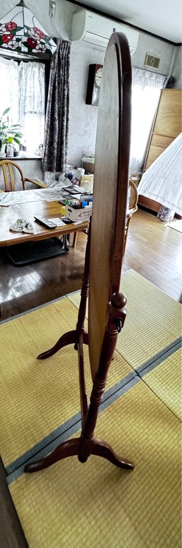 オーバル型 姿見 全身鏡 ミラー 当時物 ヴィンテージ クラッシック ブラウン