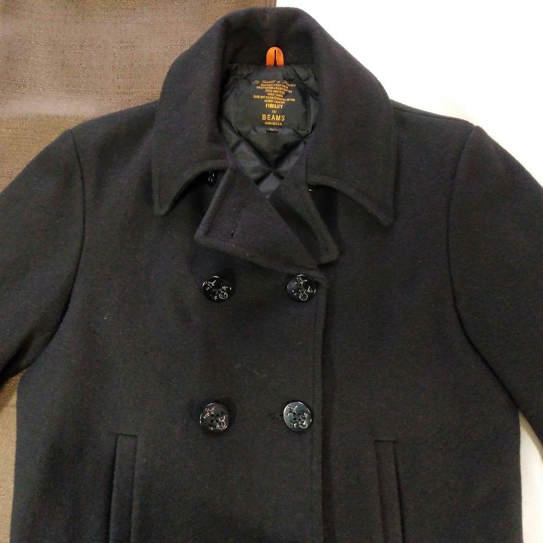 ビームス　フィデリティ　Pコート　　　ブラック