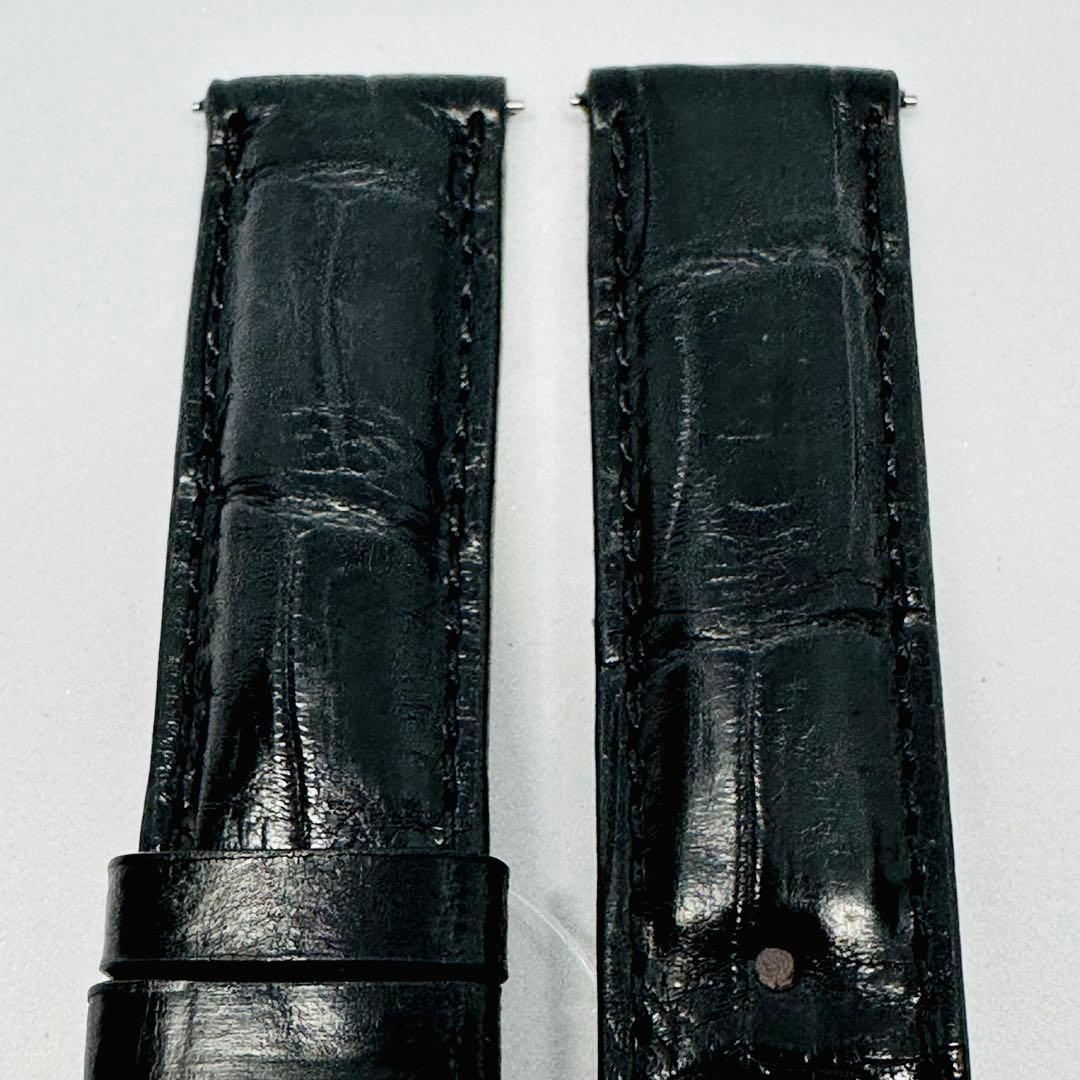 2805#19mm-18mmブラック★本物クロコダイルレザーベルト★スイス製
