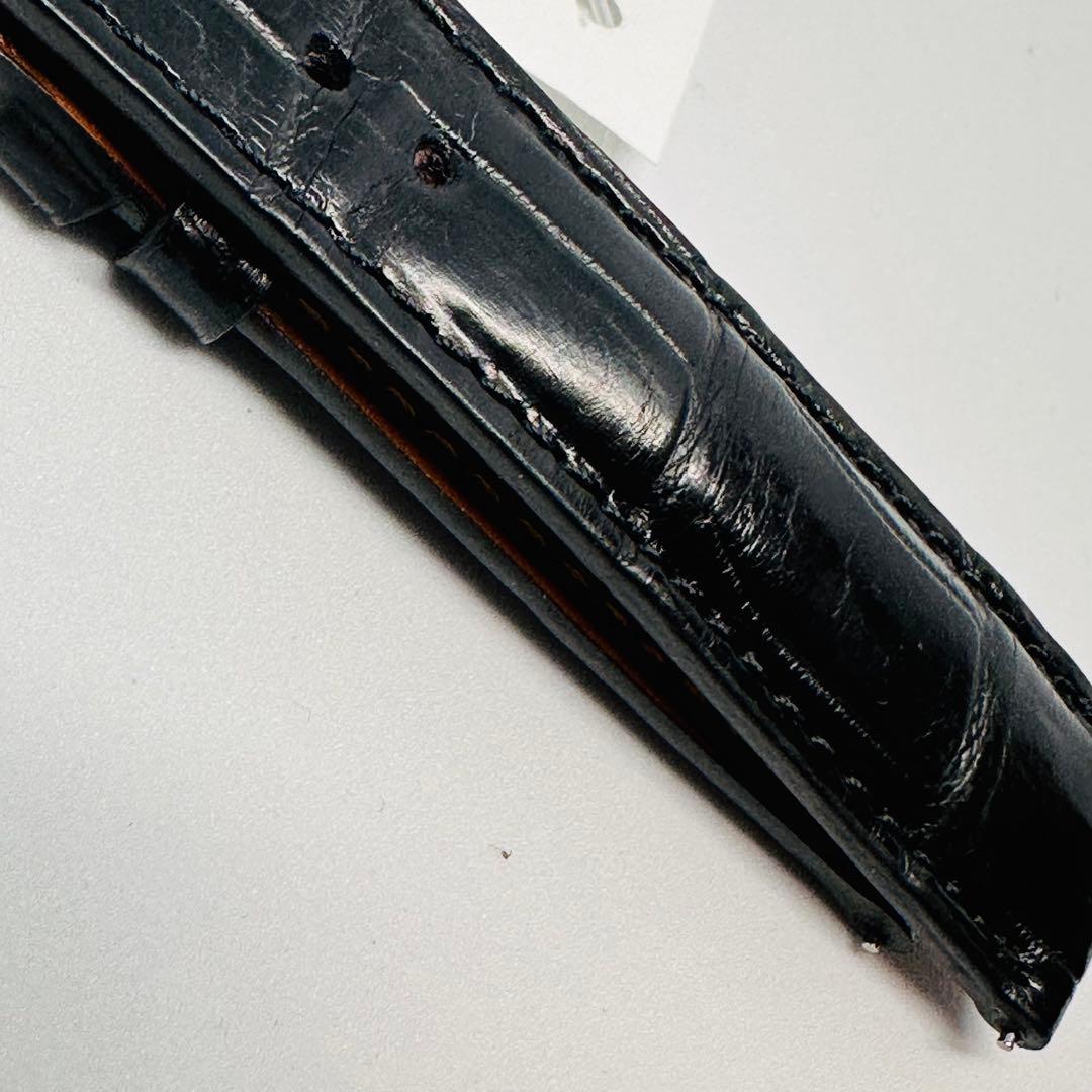 2805#19mm-18mmブラック★本物クロコダイルレザーベルト★スイス製