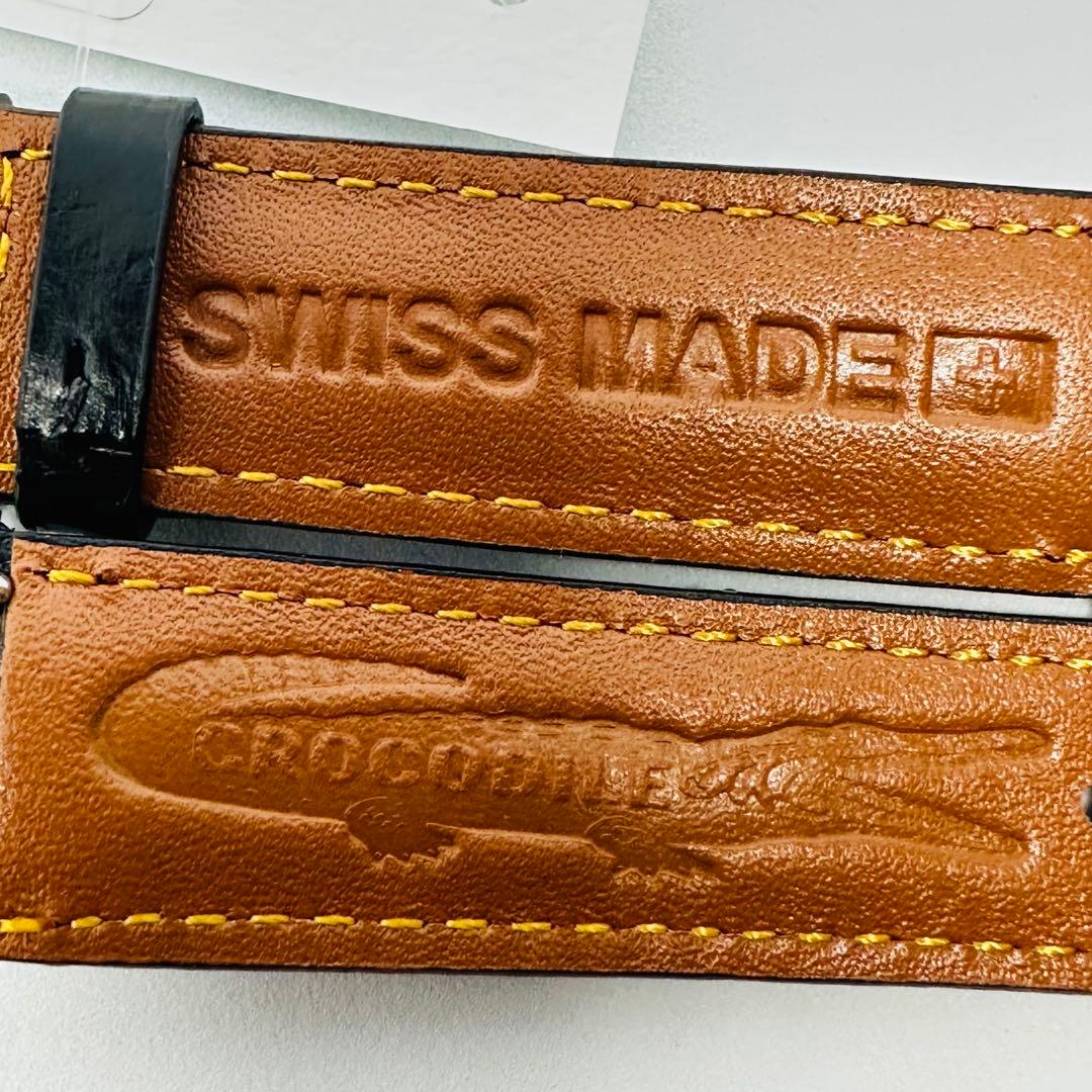 2805#19mm-18mmブラック★本物クロコダイルレザーベルト★スイス製