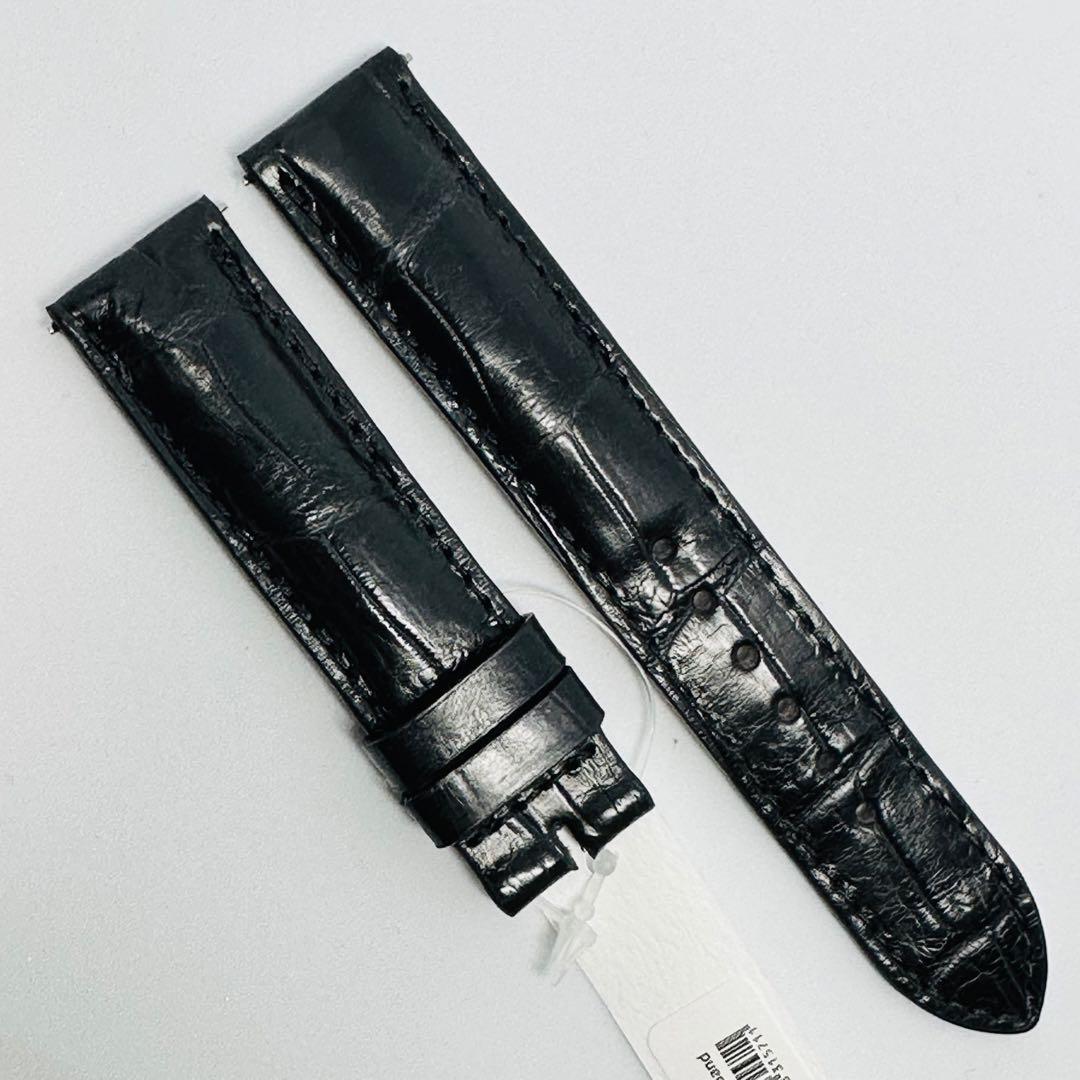 2805#19mm-18mmブラック★本物クロコダイルレザーベルト★スイス製