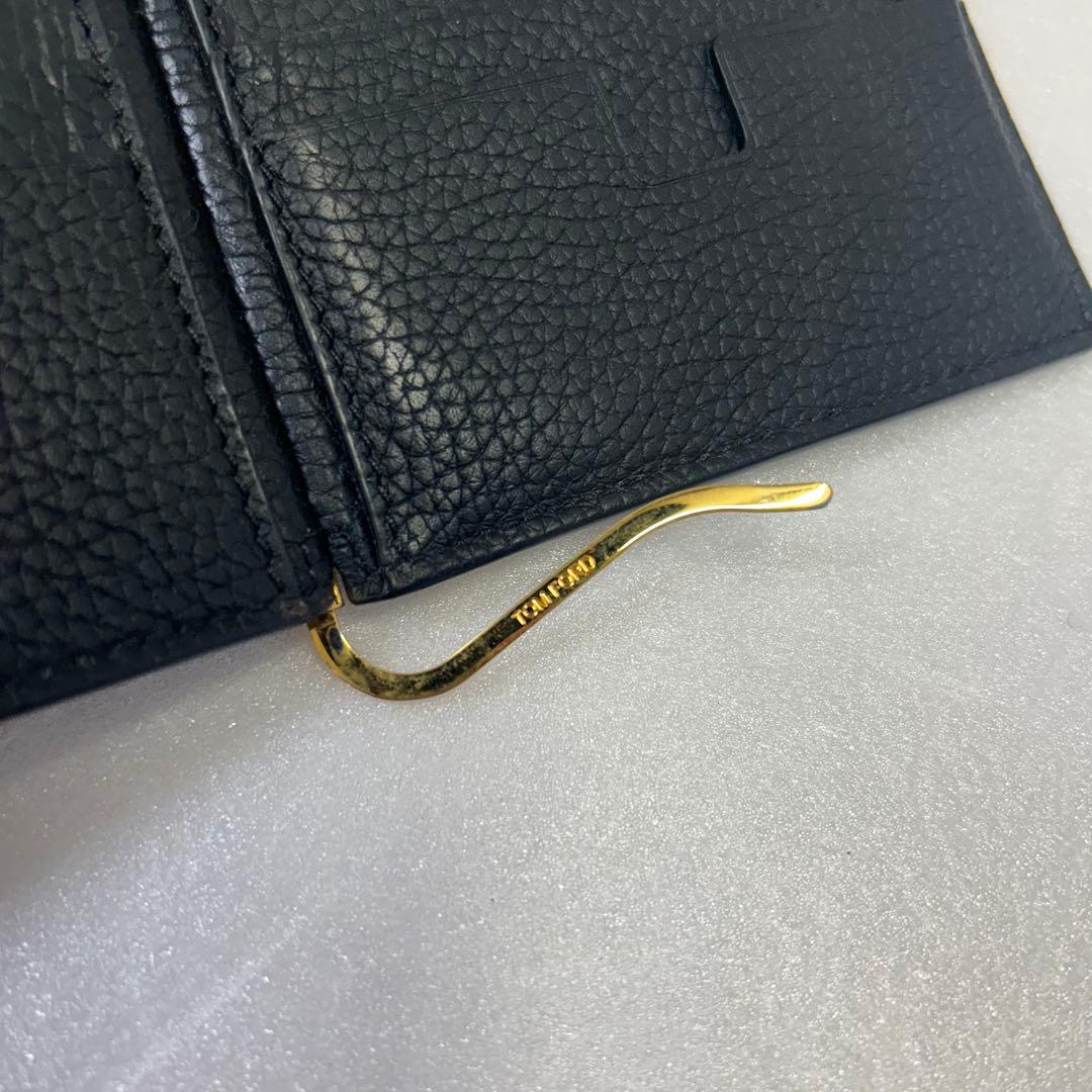 トムフォード　クロコ　マネークリップ　折り財布　ブラック