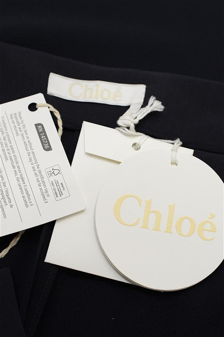 HGBT223/未使用 Chloe ストレートレッグパンツ ラッフル付き シルク