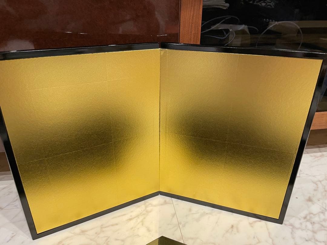 ◉セール！新品　お雛様　端午の節句　黒塗り五角台　黒塗二曲金屏風セット