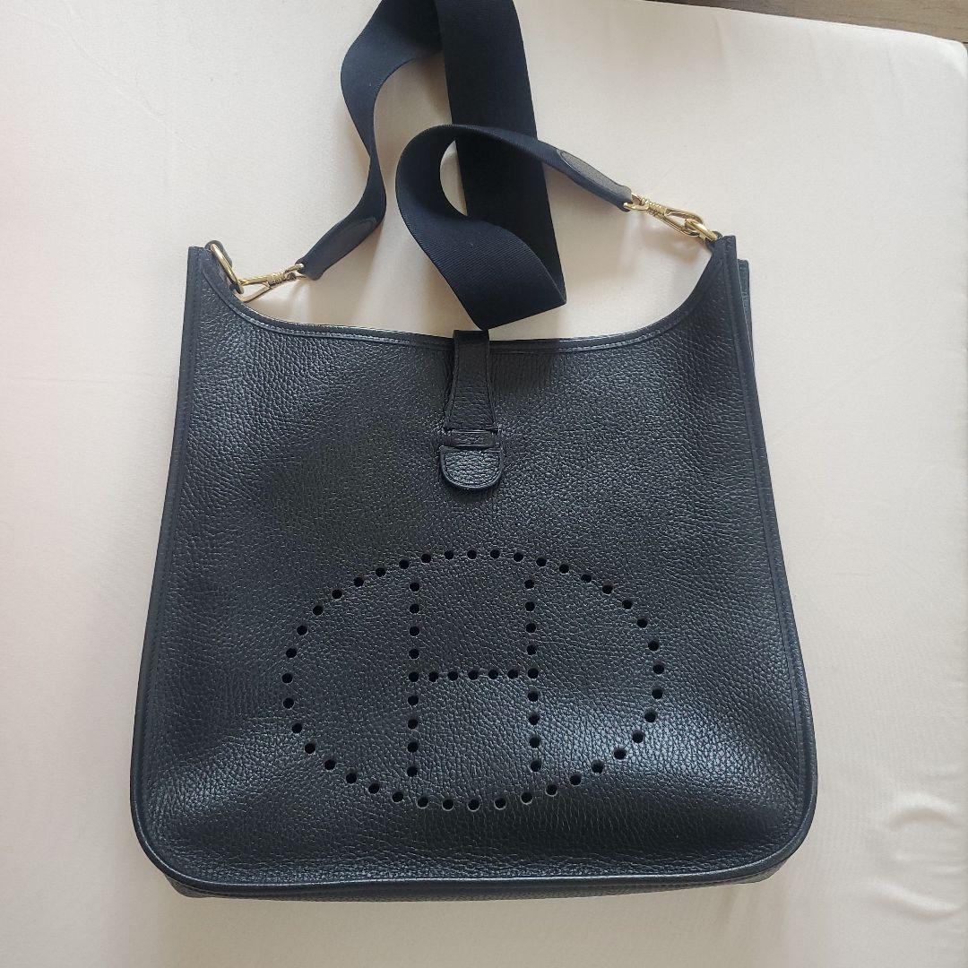HERMES エヴリンI GM ショルダーバッグ 黒 ゴールド金具 □A刻印