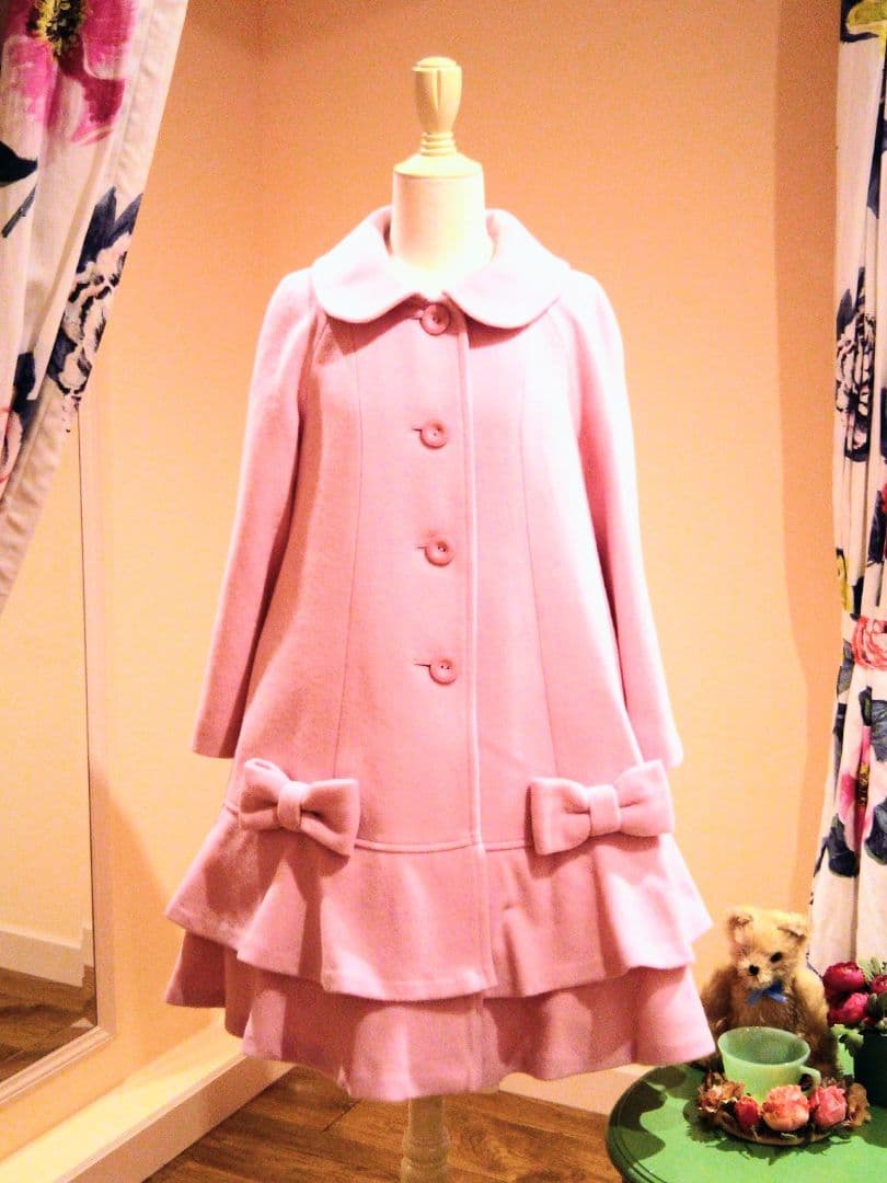 新品未使用　Leur getter　フリルリボンコート　ピンク