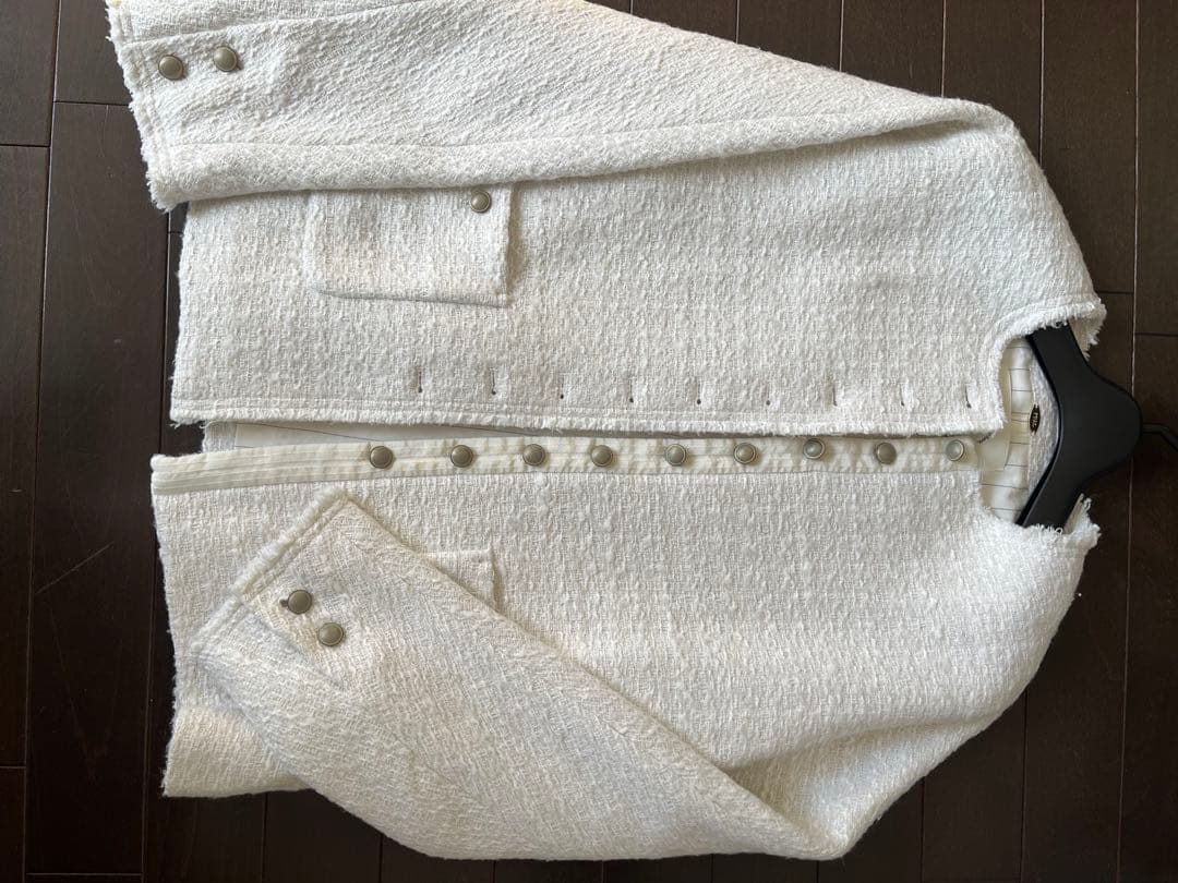 PUAL CE CIN ノーカラージャケット ホワイト