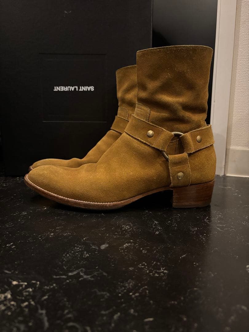 サンローランパリ 2013AW エディスリマン スウェード ヒールブーツ 40