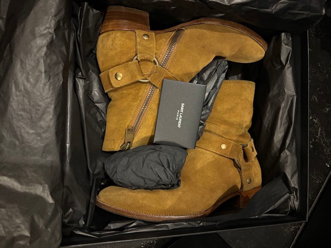 サンローランパリ 2013AW エディスリマン スウェード ヒールブーツ 40