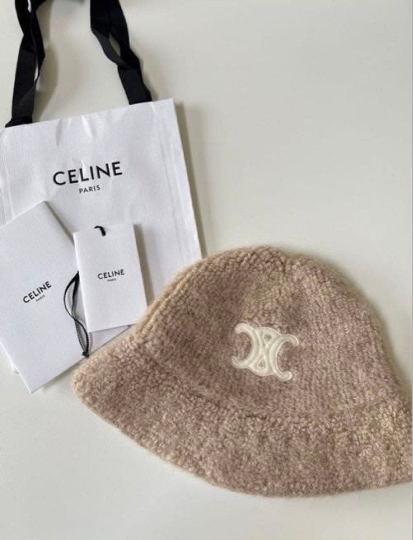 美品 CELINE セリーヌ トリオンフ アルパカウール クロシェハット 完売色