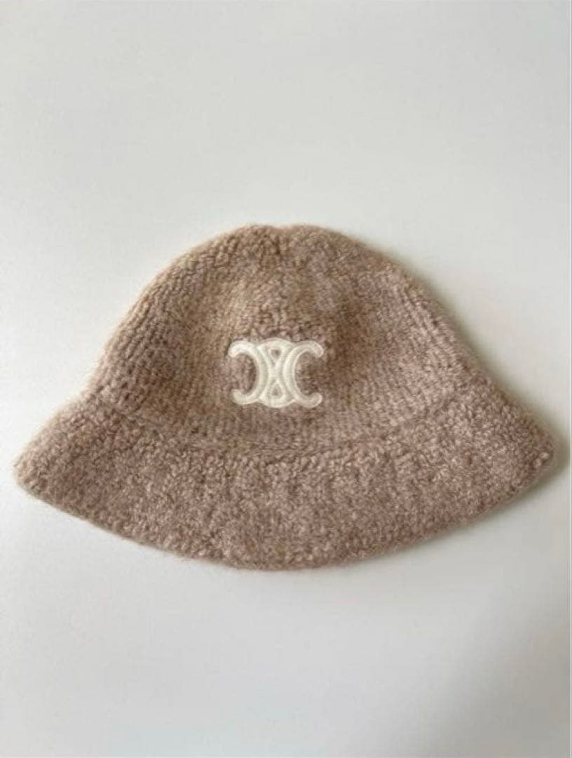 美品 CELINE セリーヌ トリオンフ アルパカウール クロシェハット 完売色