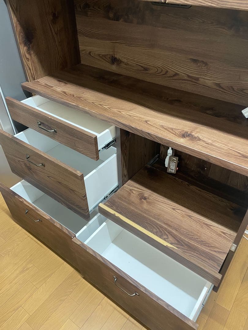 【Shin shin】木製食器棚 ダークブラウン 180×120