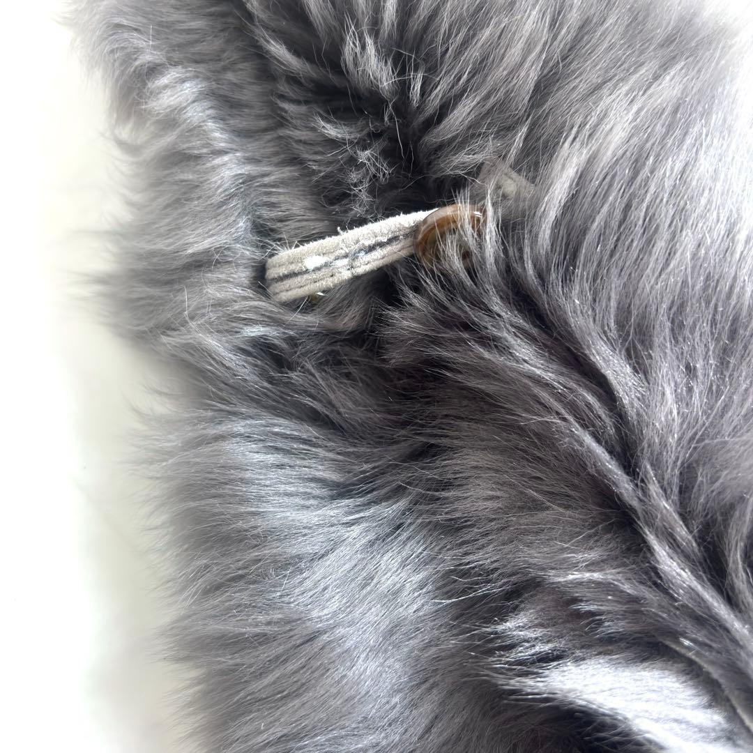 最高級✨羊革 リアルムートン ポンチョ ラムレザー リバーシブル フード グレー