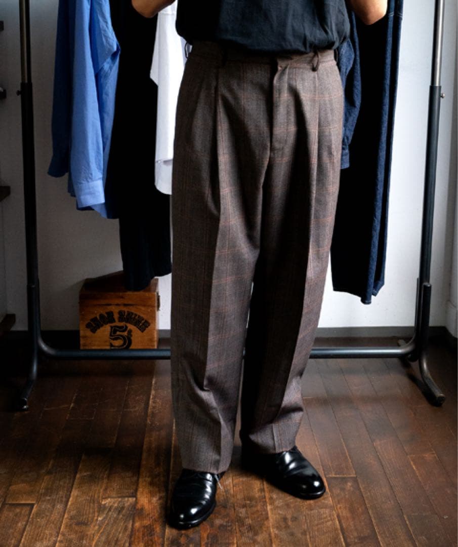パンツ auralee BLUEFACED WOOL CHECK SLACKS