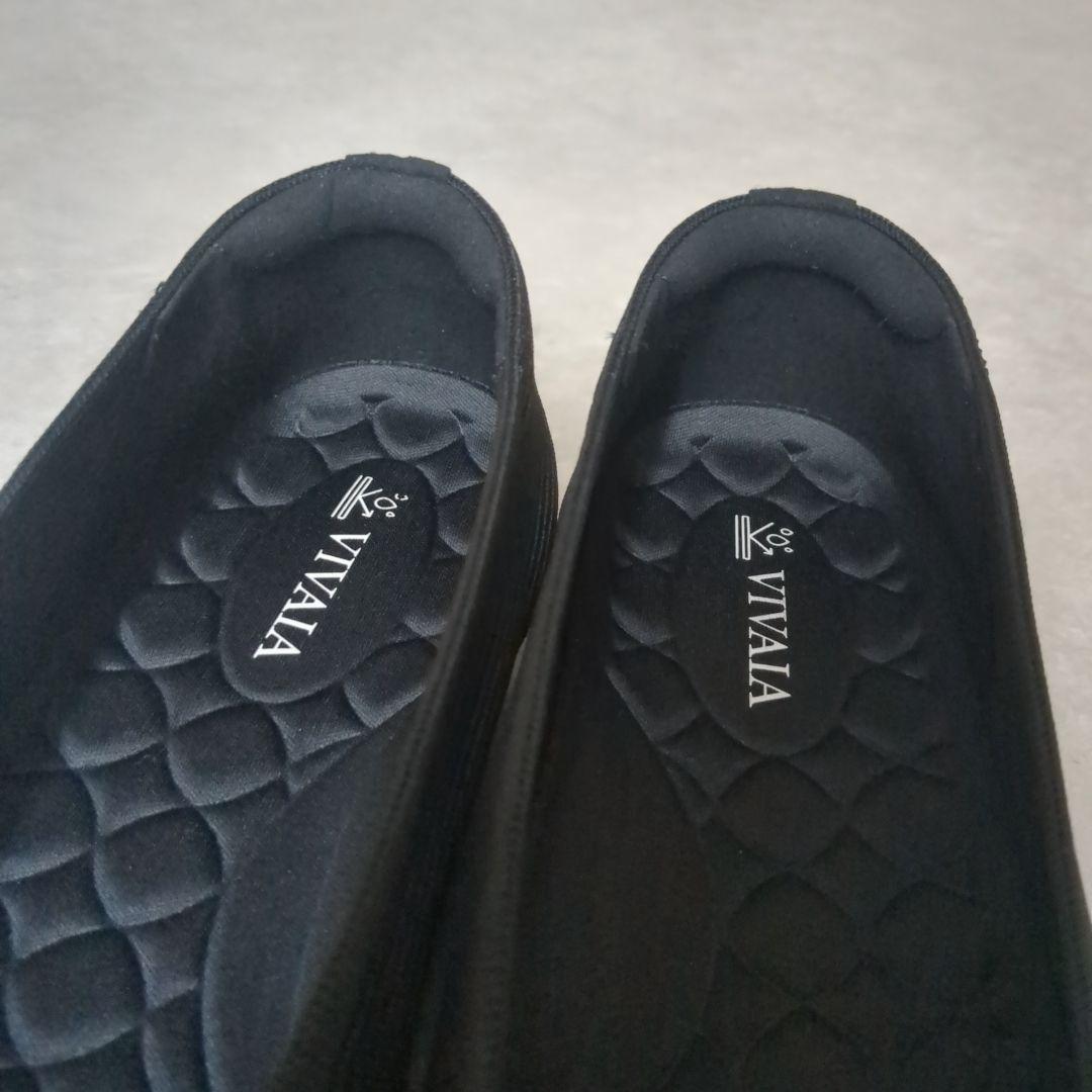 VIVAIA フラットシューズ　ニットパンプス スクエアトゥ 黒　ビバイア