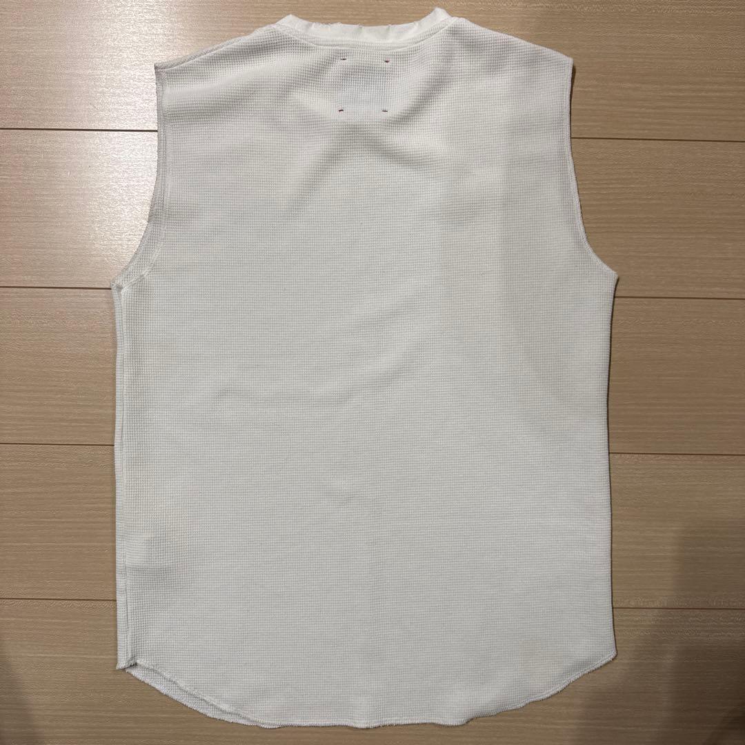 CHARBON ノースリーブ トップス ホワイト ワッフル