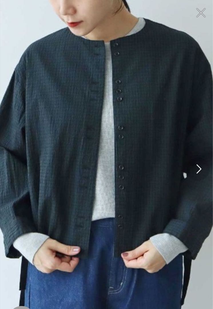 専用　　試着のみ　yuni サッカーギンガムチェック　ショートシャツジャケット