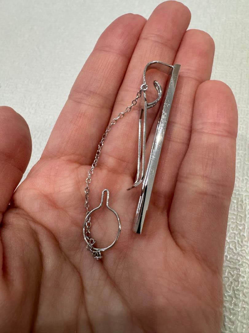 【希少・Pt900】プラチナ ネクタイピン チェーン付き メンズ フォーマル