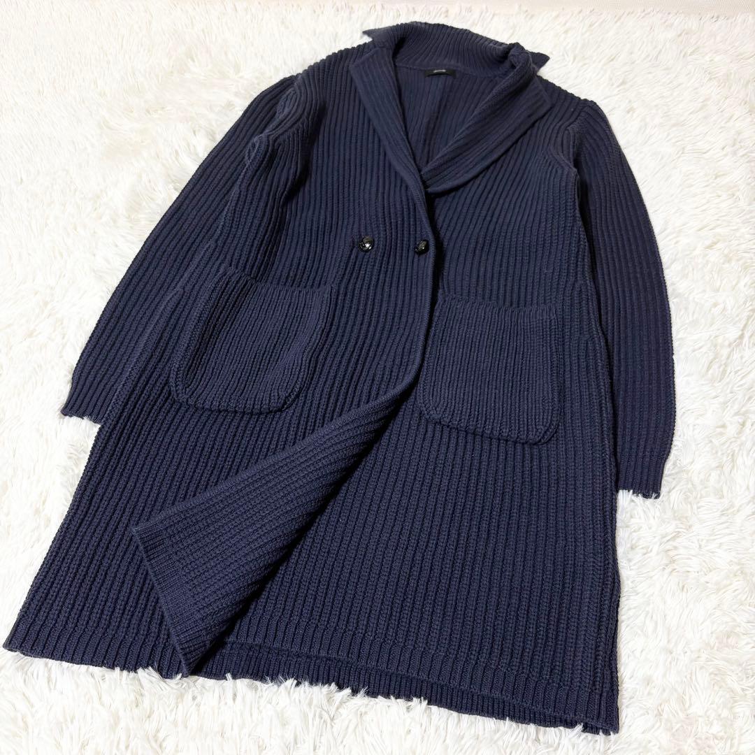 現行✨タグ付き 2025 アルアバイル 片畦ニットコート ネイビー 2