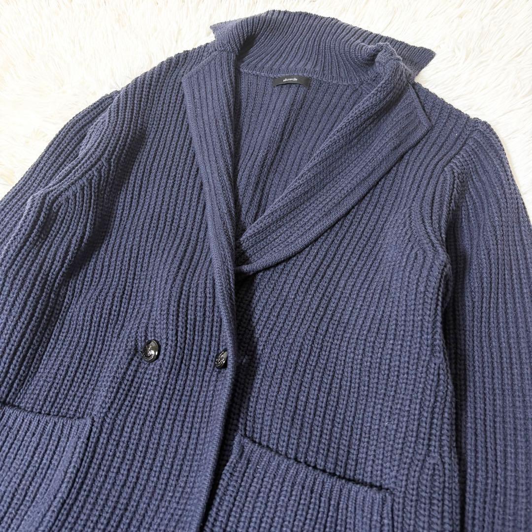 現行✨タグ付き 2025 アルアバイル 片畦ニットコート ネイビー 2