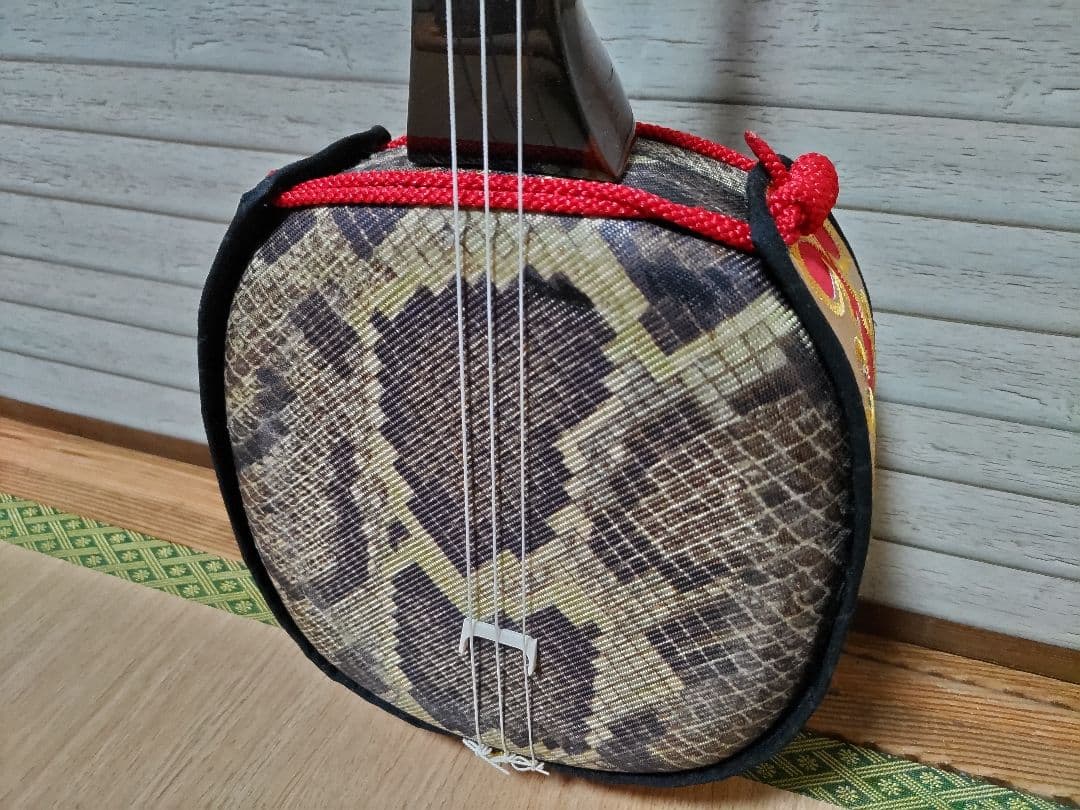 三線 練習用 沖縄 人工革 ヘビ柄