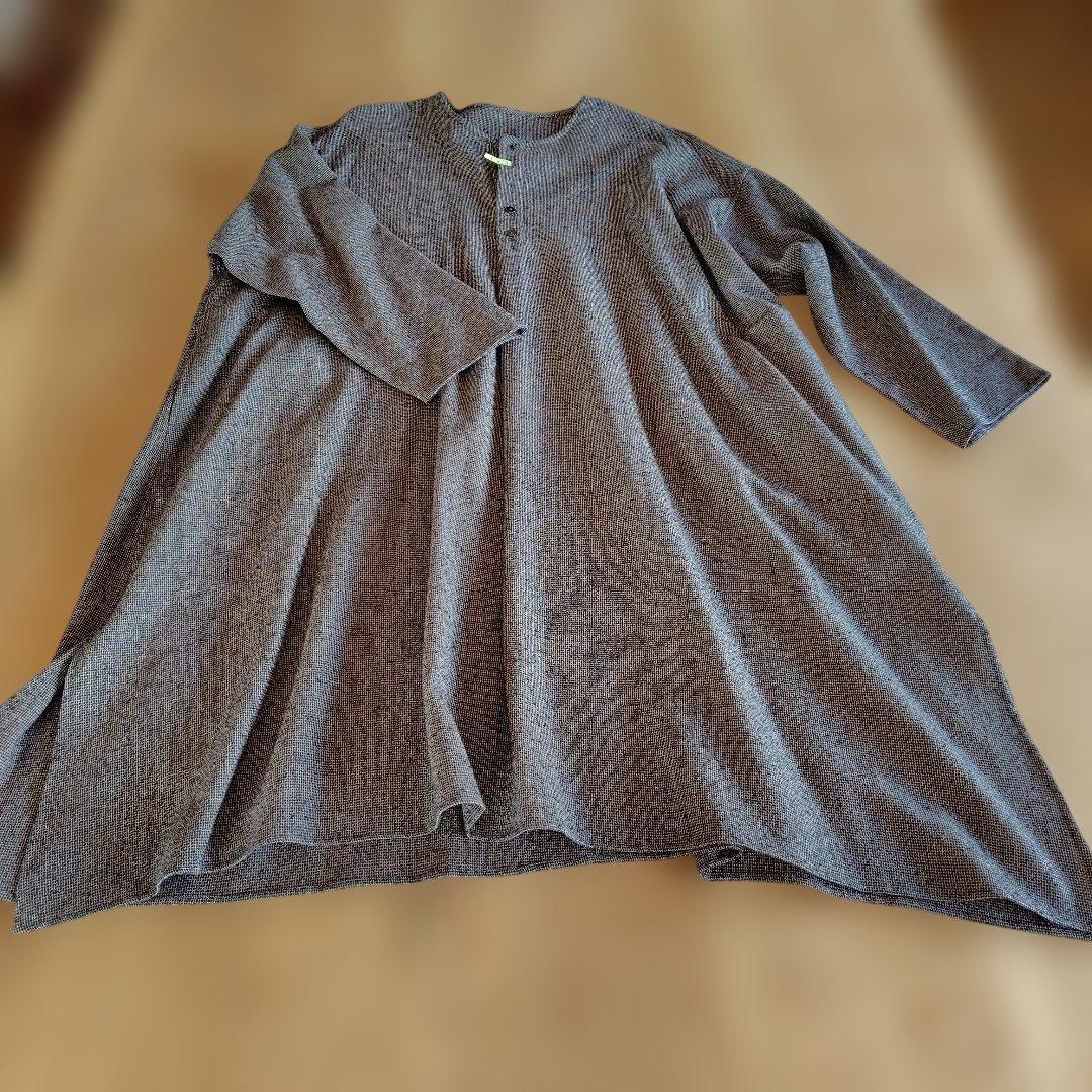 ​【ヨーガンレール】ウール混 着丈96cm とろみワンピース チュニック