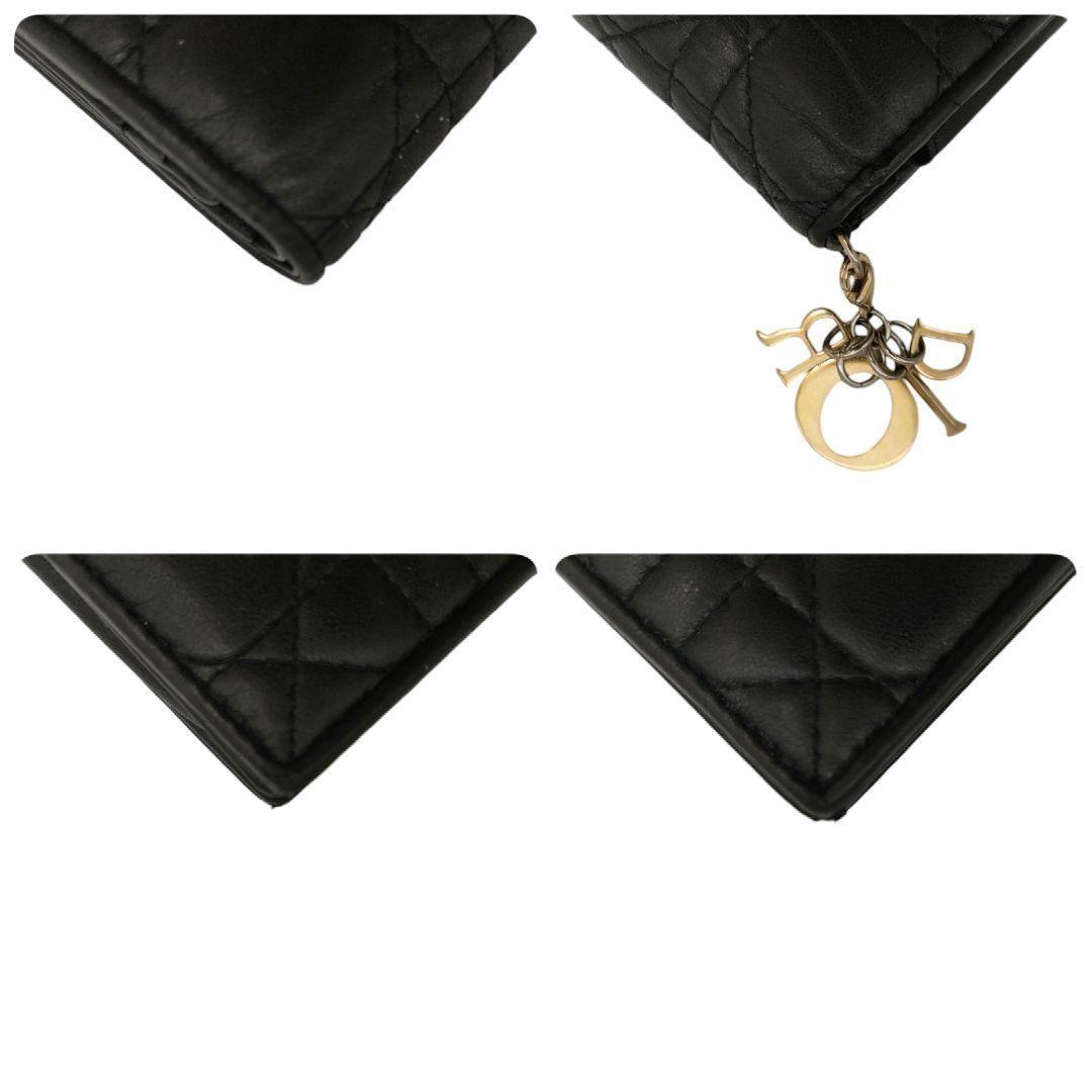 ディオール　折り財布　ガーデニアウォレット　ブラック　カナージュ　ラムレザー