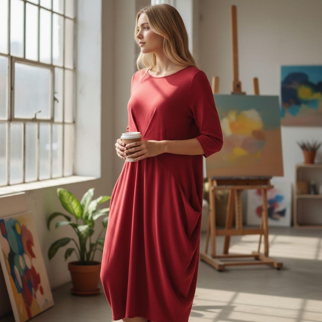 2022/シビラ/コクーンシルエット/ワンピース/ストレッチ/ドレープ